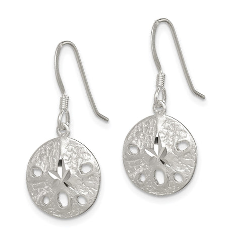 Sterling Silver Dangle Earrings with Textured Cutout Sand Dollar Design, Nautical Beach Style