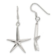 Sterling Silver Starfish Dangle Earrings, Polished Nautical Beachwear Style for Women