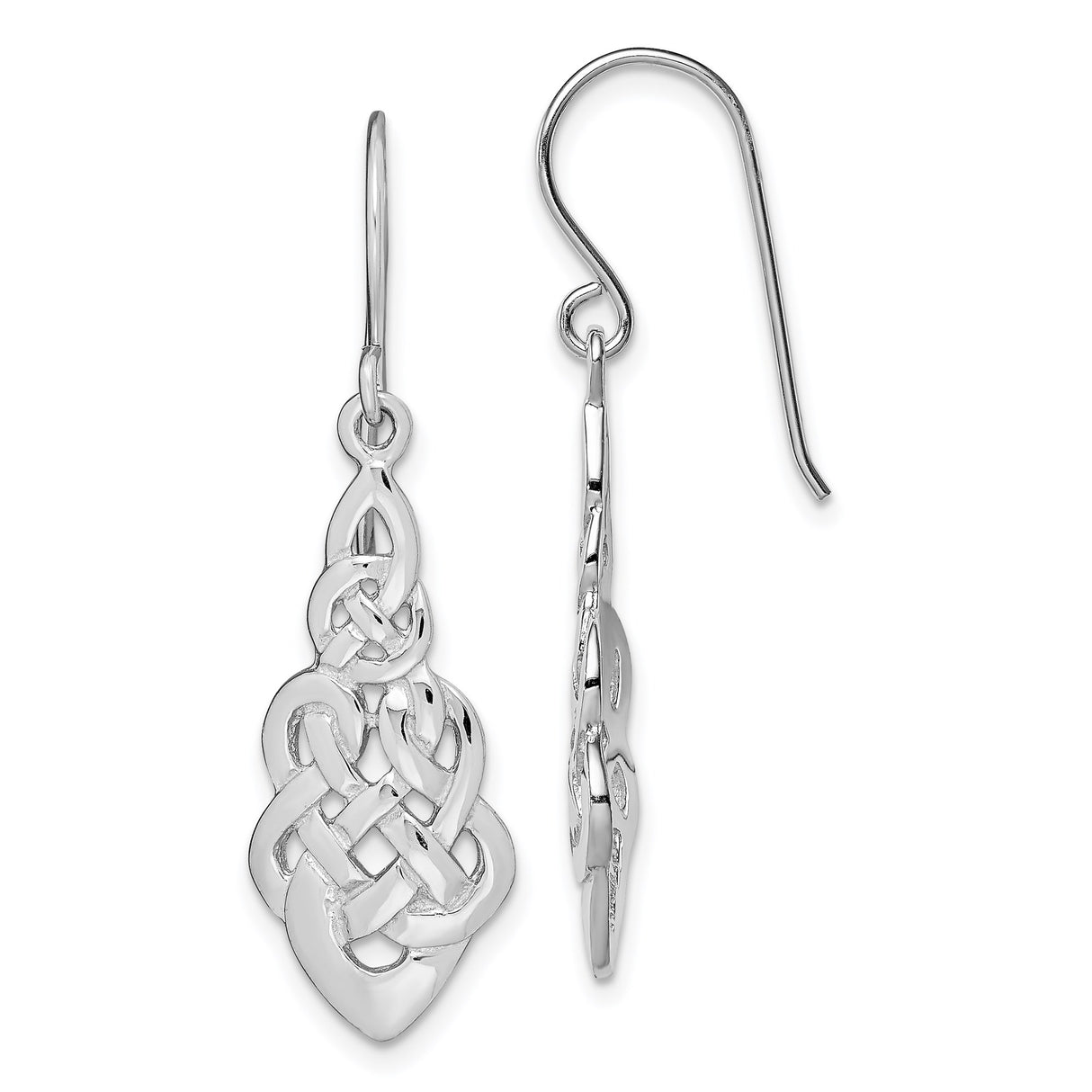 Sterling Silver Celtic Knot Drop Earrings with Intertwined Design Inspired by Irish Heritage