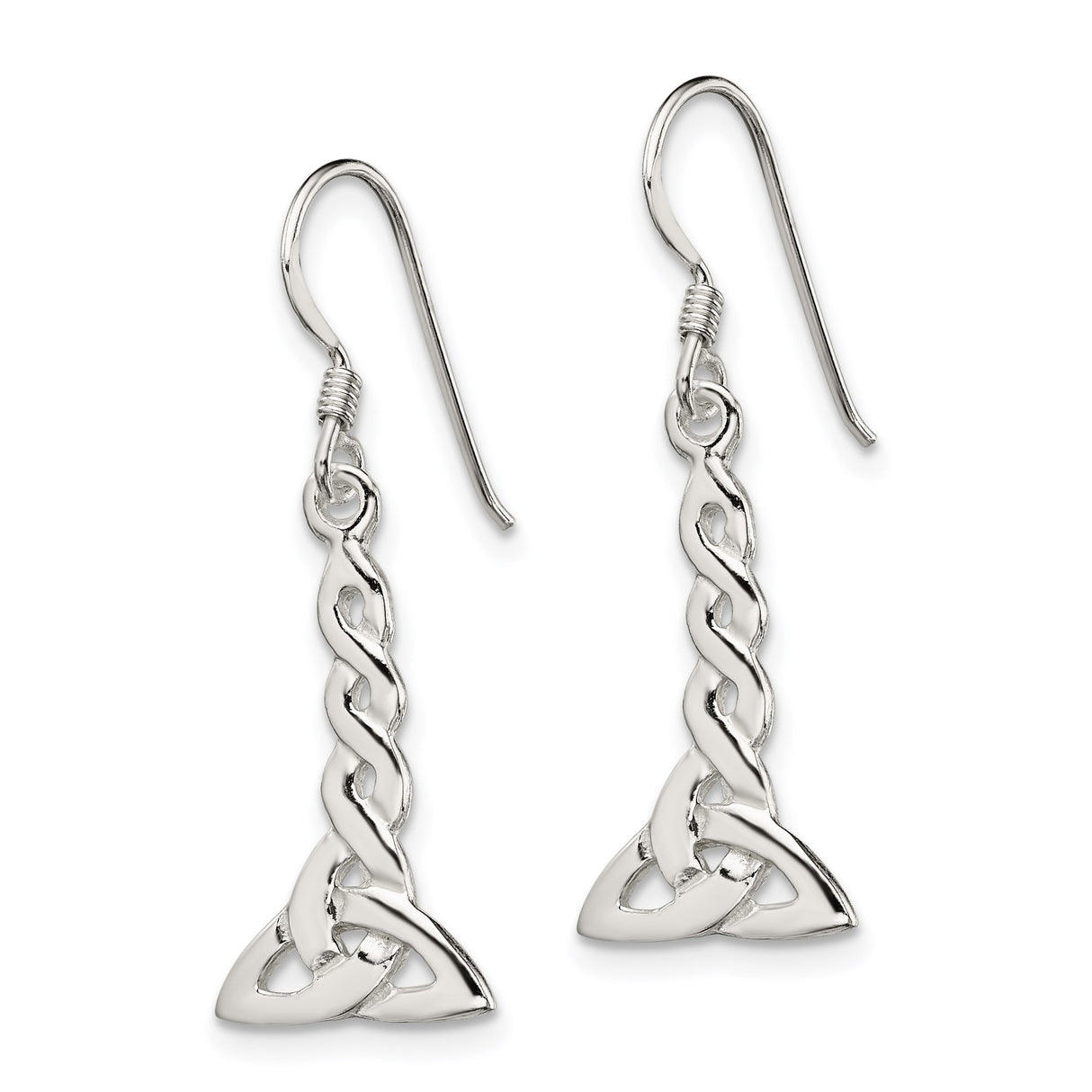 Sterling Silver Celtic Triquetra Dangle Earrings with Intricate Knot Design