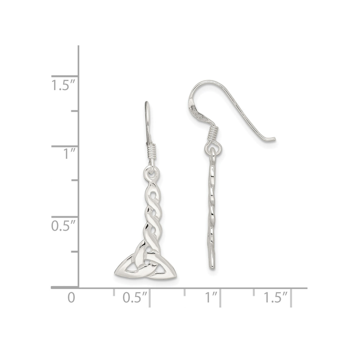 Sterling Silver Celtic Triquetra Dangle Earrings with Intricate Knot Design