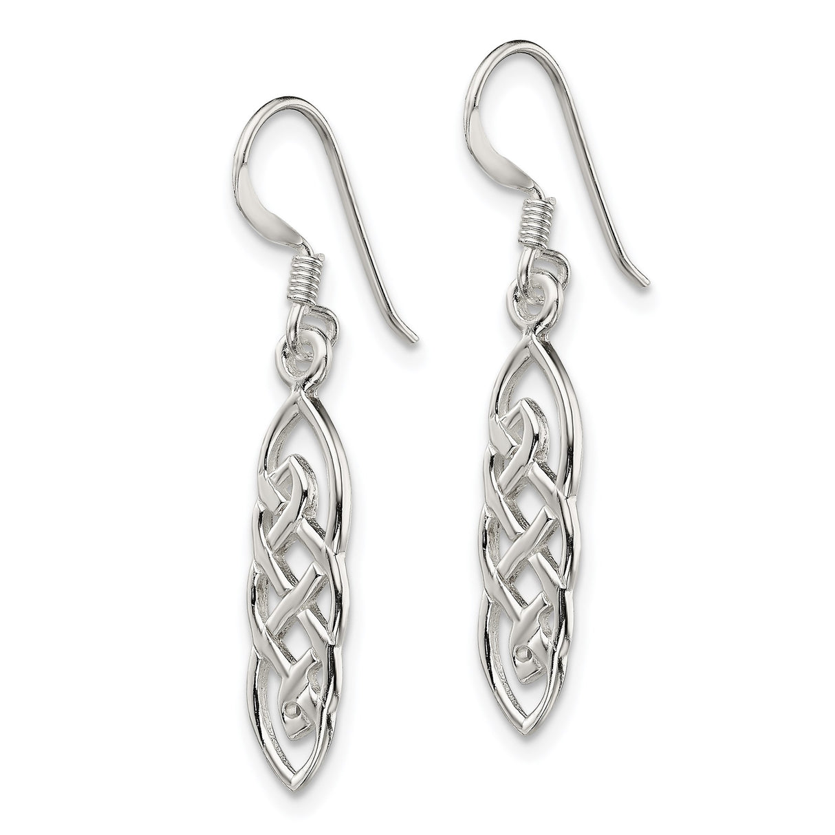 Sterling Silver Celtic Knot Dangle Earrings with Interwoven Irish Design