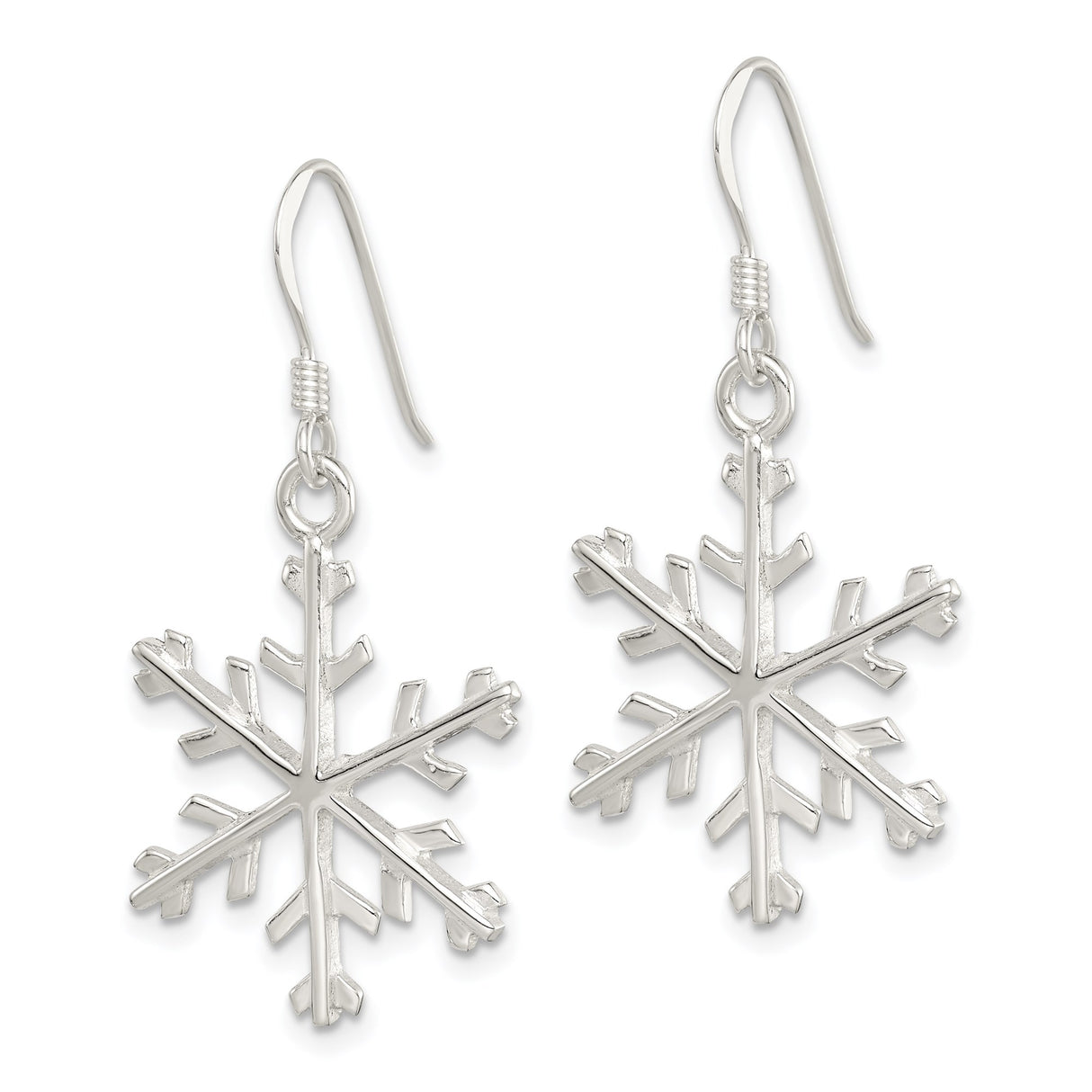 Sterling Silver Snowflake Dangle Earrings with Winter-Inspired Design for Women