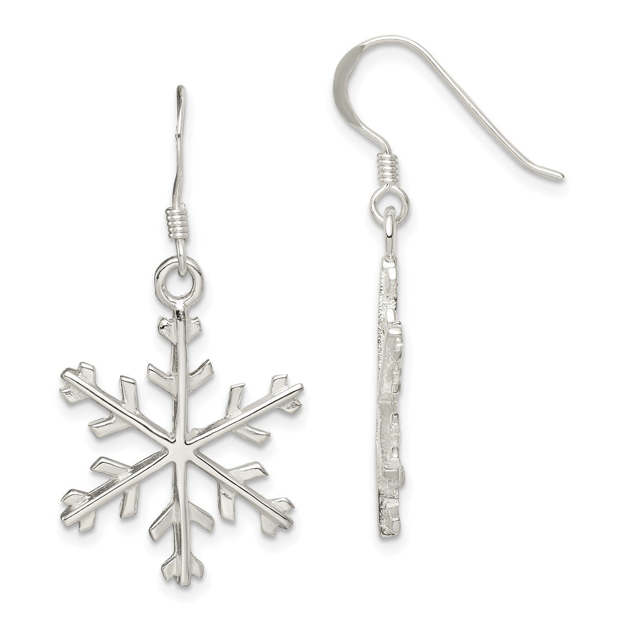 Sterling Silver Snowflake Dangle Earrings with Winter-Inspired Design for Women