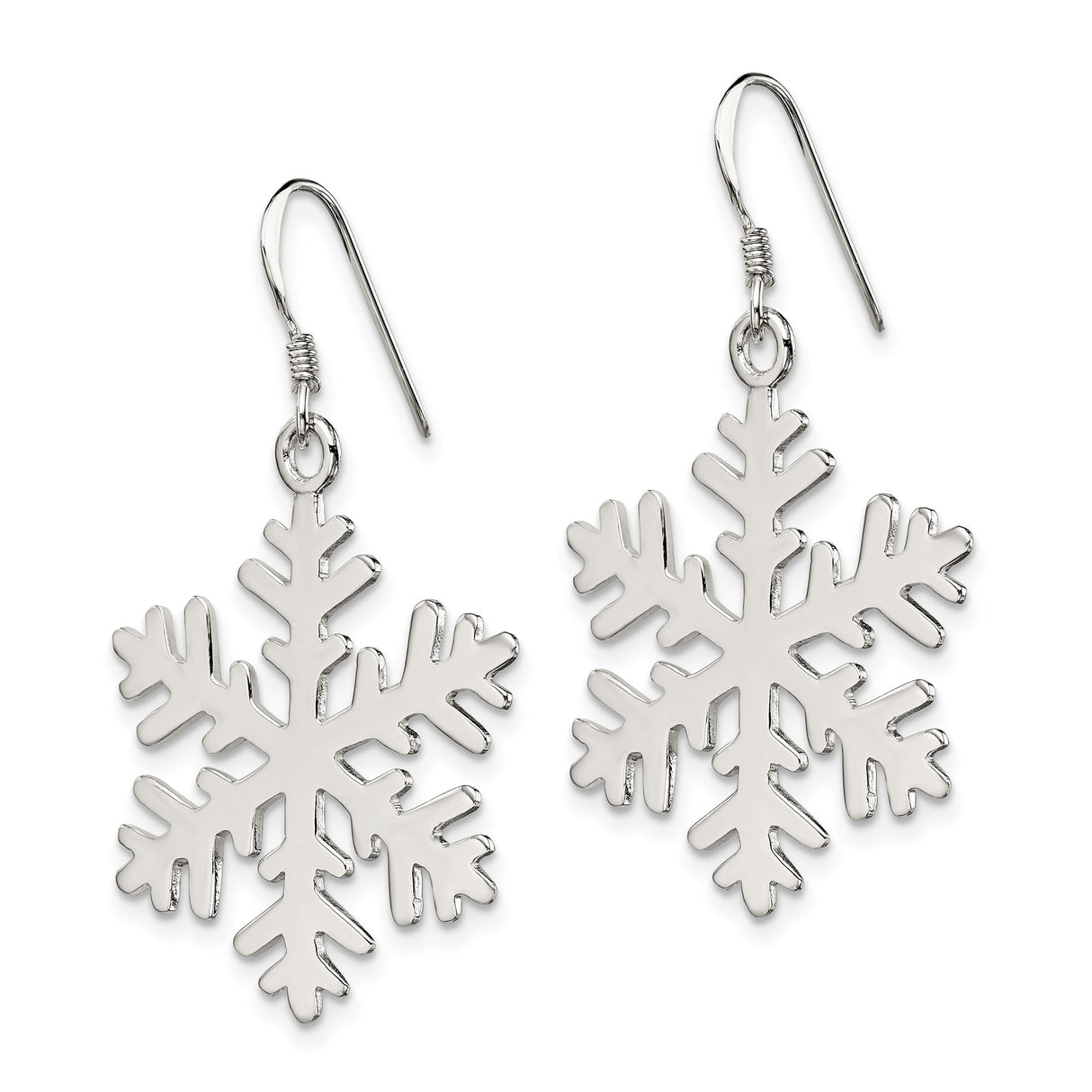 Sterling Silver Dangle Earrings with Snowflake Design, Winter-Themed Holiday Jewelry