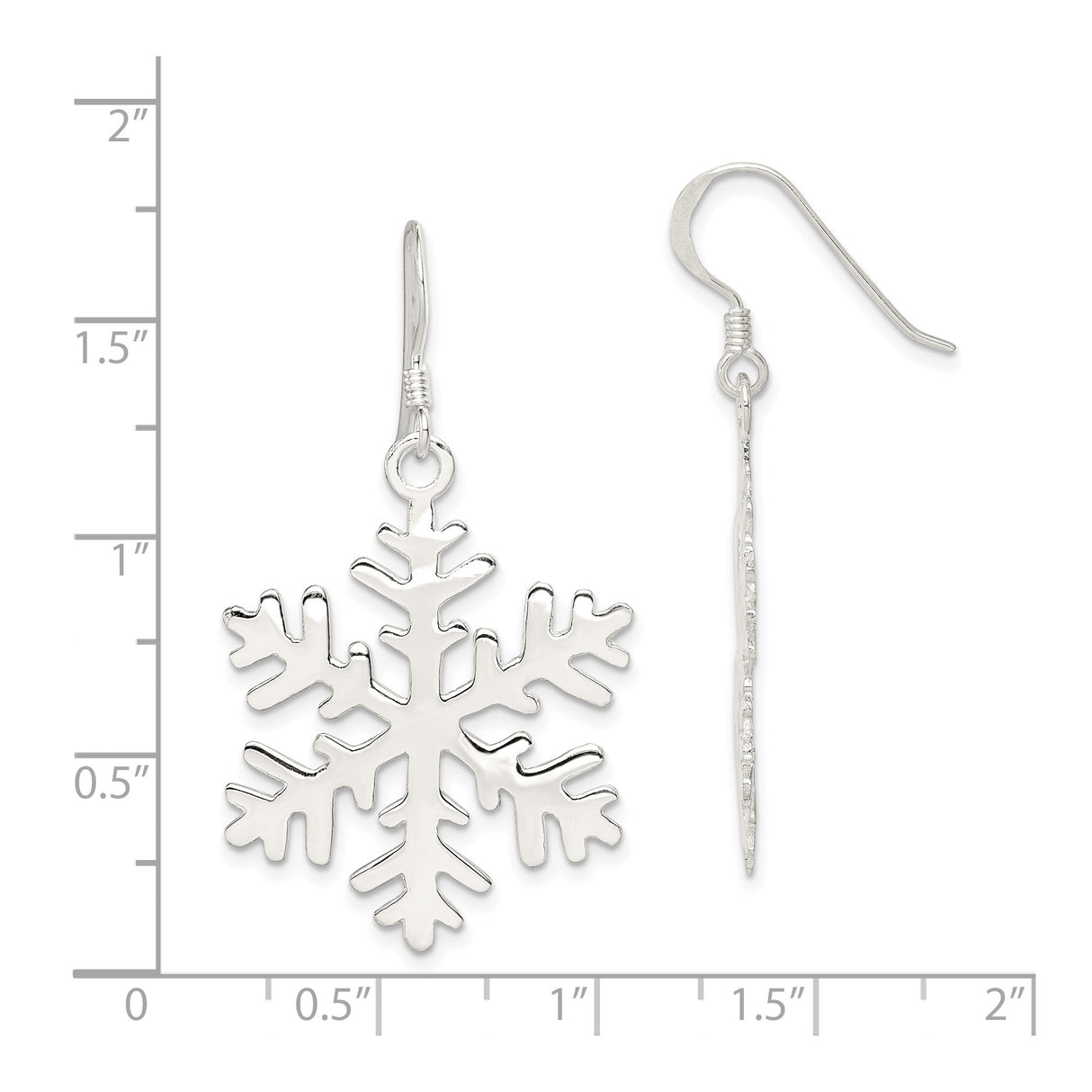 Sterling Silver Dangle Earrings with Snowflake Design, Winter-Themed Holiday Jewelry