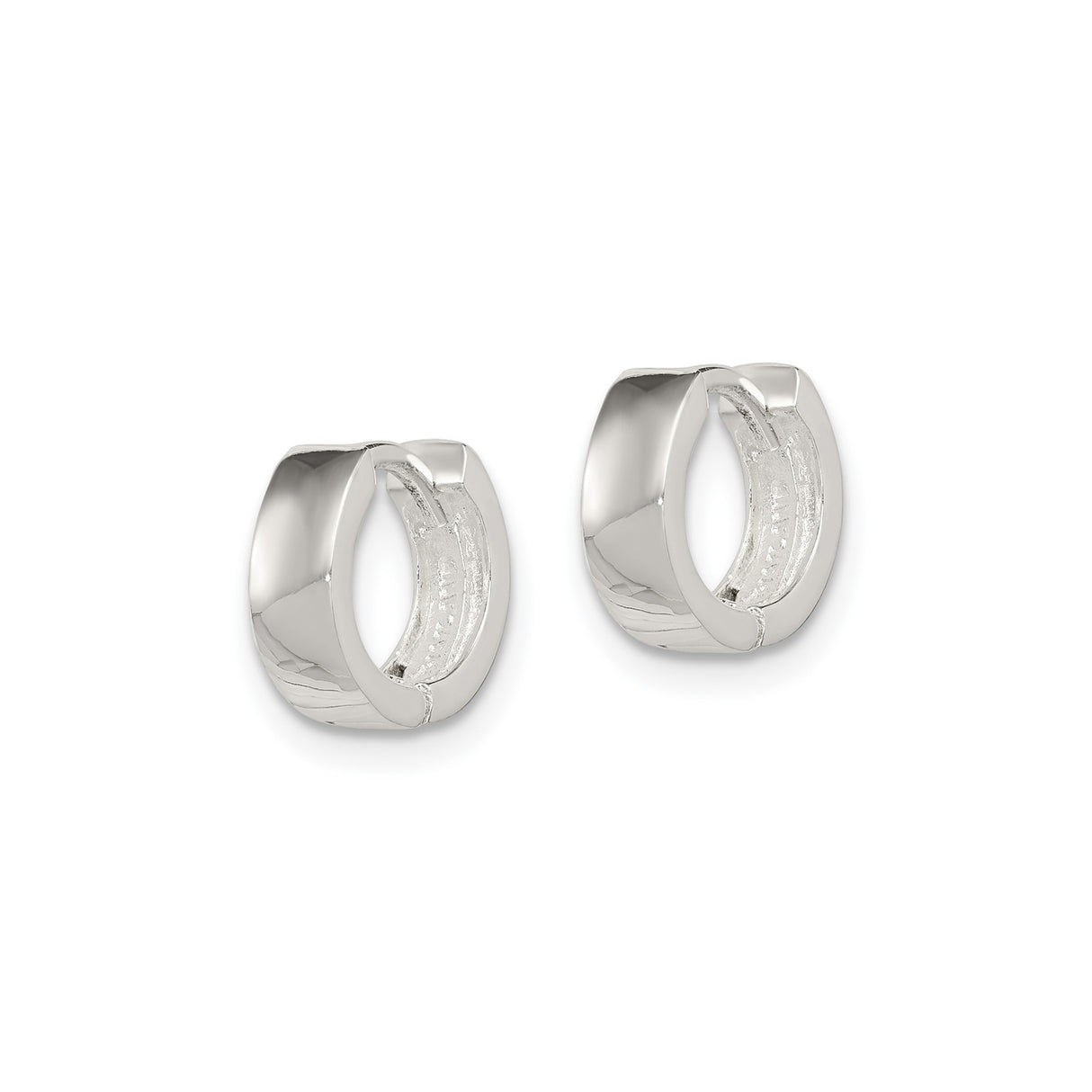 Sterling Silver Hoop Earrings, Polished Huggie Clasp, Minimalist Unisex Design