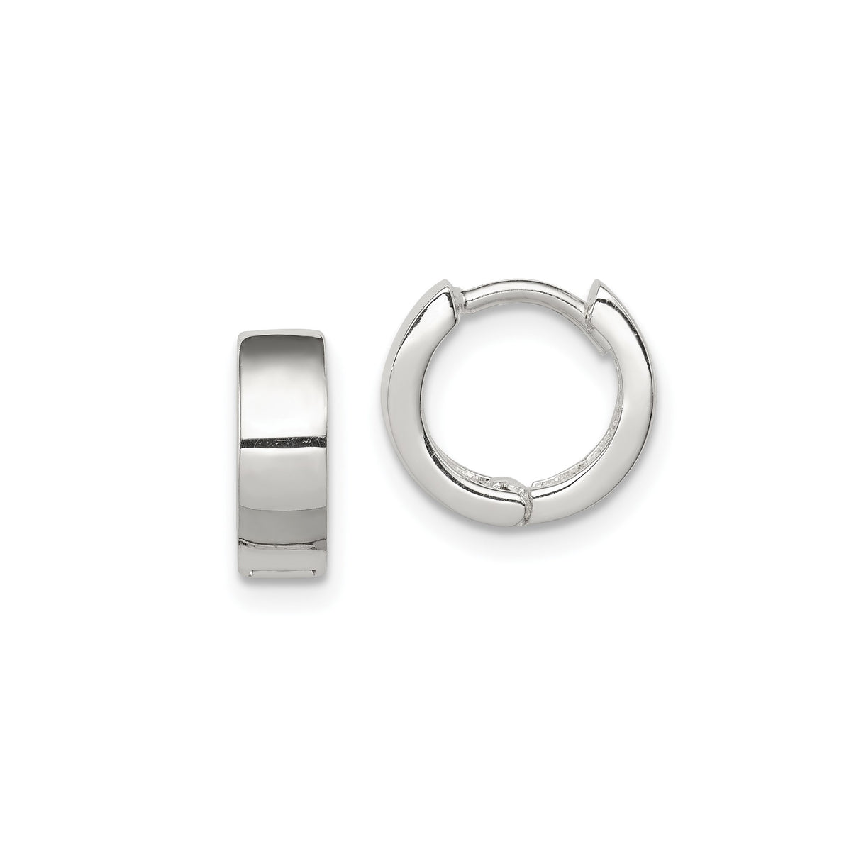 Sterling Silver Hoop Earrings, Polished Huggie Clasp, Minimalist Unisex Design