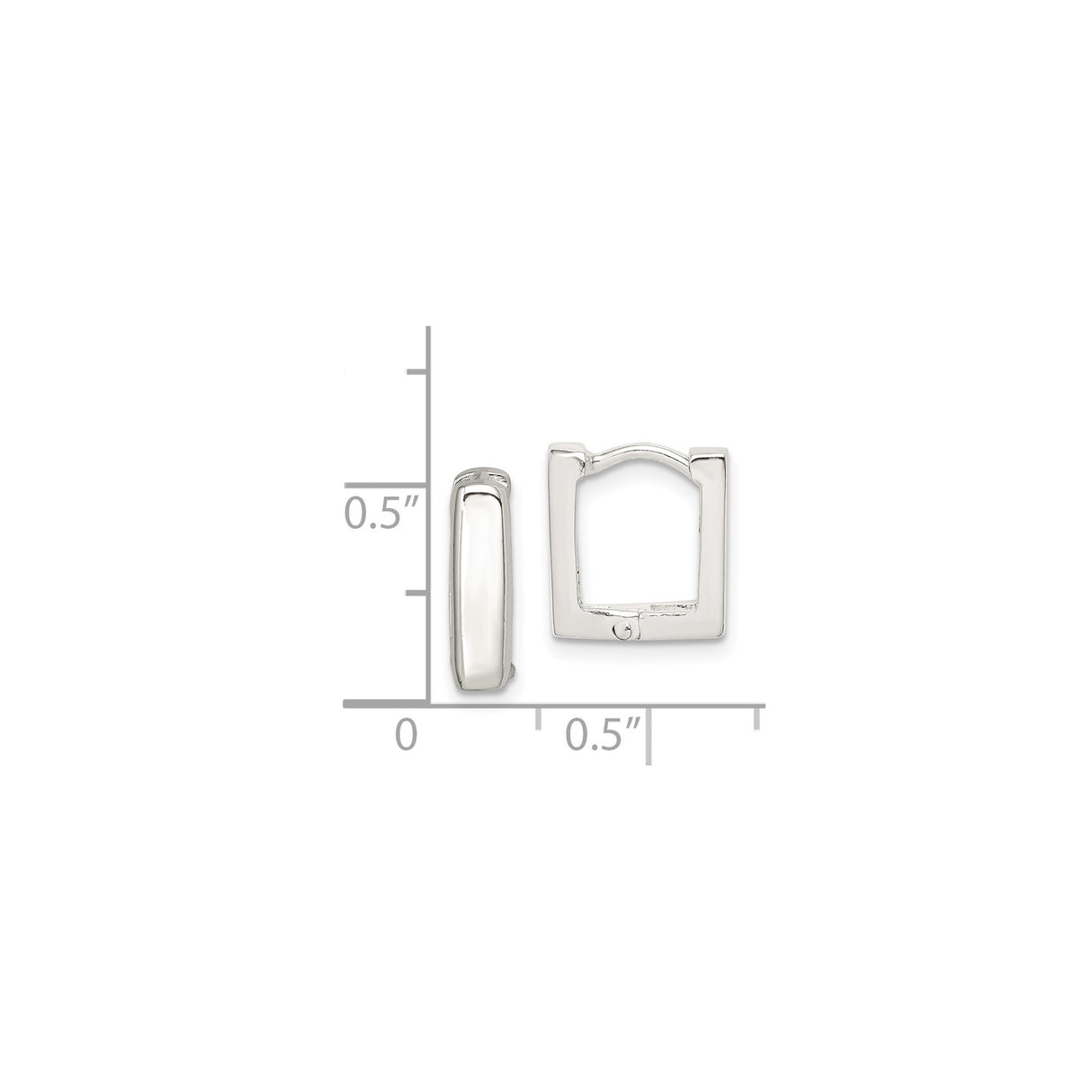 Sterling Silver Square Hoop Earrings, Polished Minimalist Geometric Design for Women