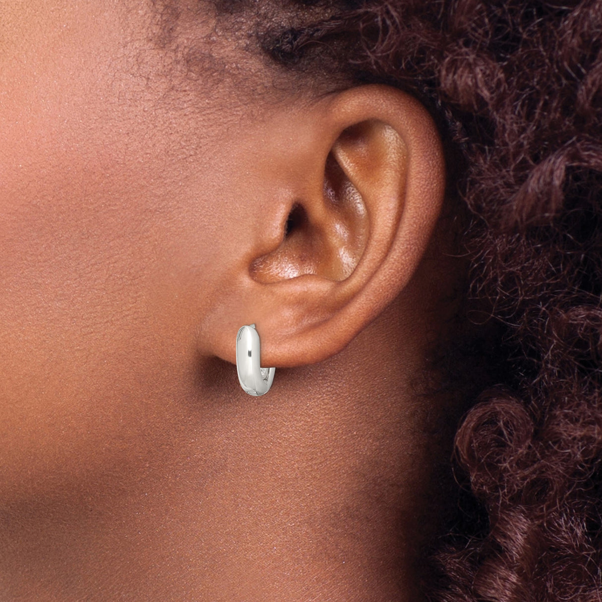 Sterling Silver Oval Huggie Hoop Earrings, High Polish Finish, Modern Minimalist Style