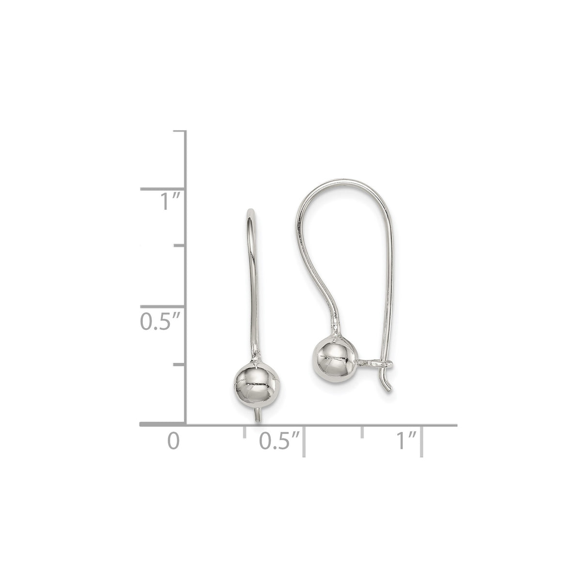 Sterling Silver French Wire Earring Hooks with Polished Ball Accents for DIY Jewelry Making