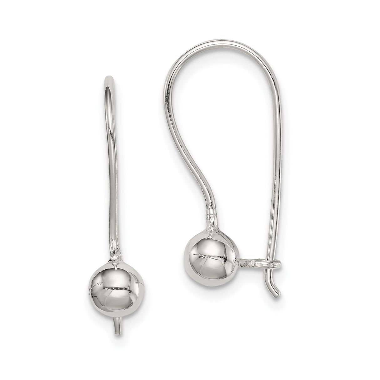 Sterling Silver French Wire Earring Hooks with Polished Ball Accents for DIY Jewelry Making