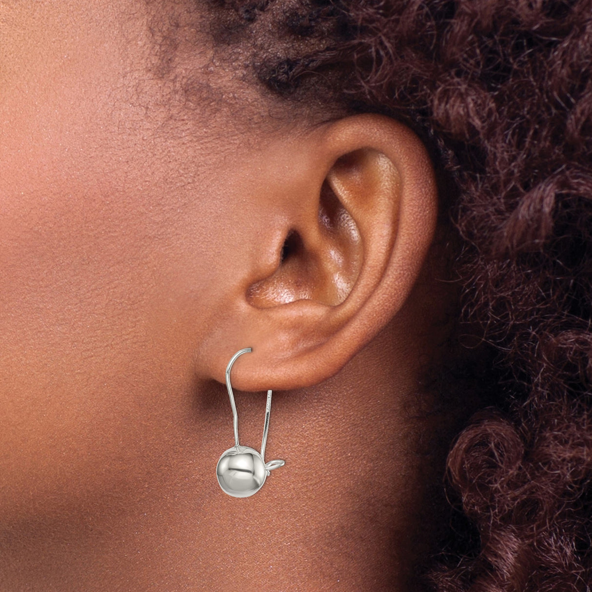 Sterling Silver Drop Earrings with 10mm Polished Dome Ball, French Hook Design for Women