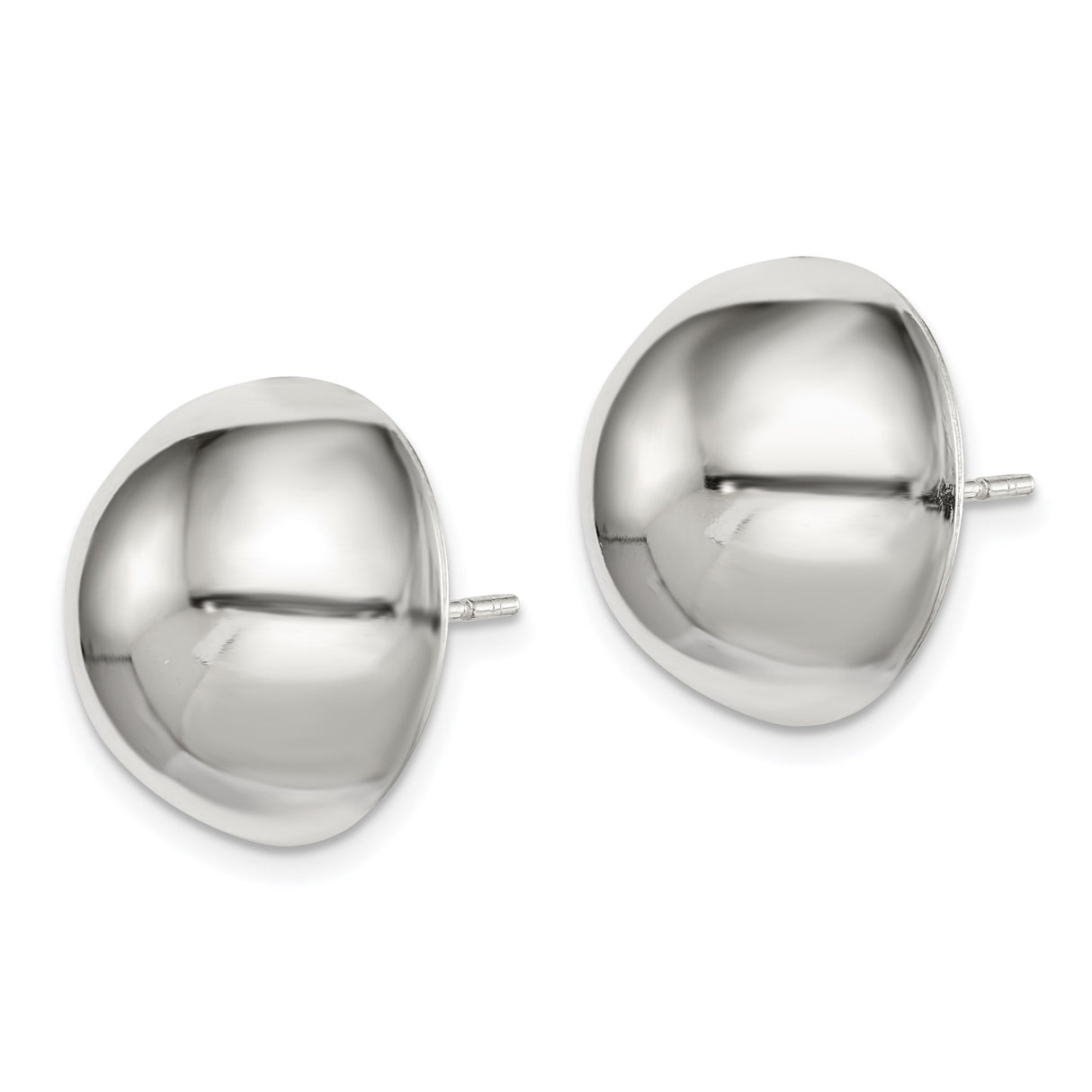 Sterling Silver Half-Dome Stud Earrings, Polished Button Design, Minimalist Style for Women