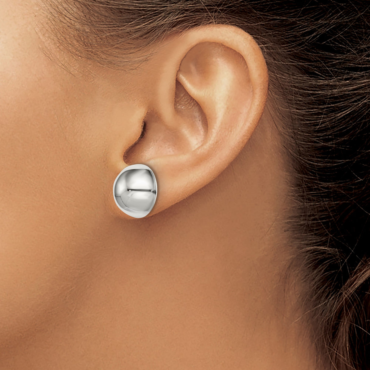 Sterling Silver Half-Dome Stud Earrings, Polished Button Design, Minimalist Style for Women