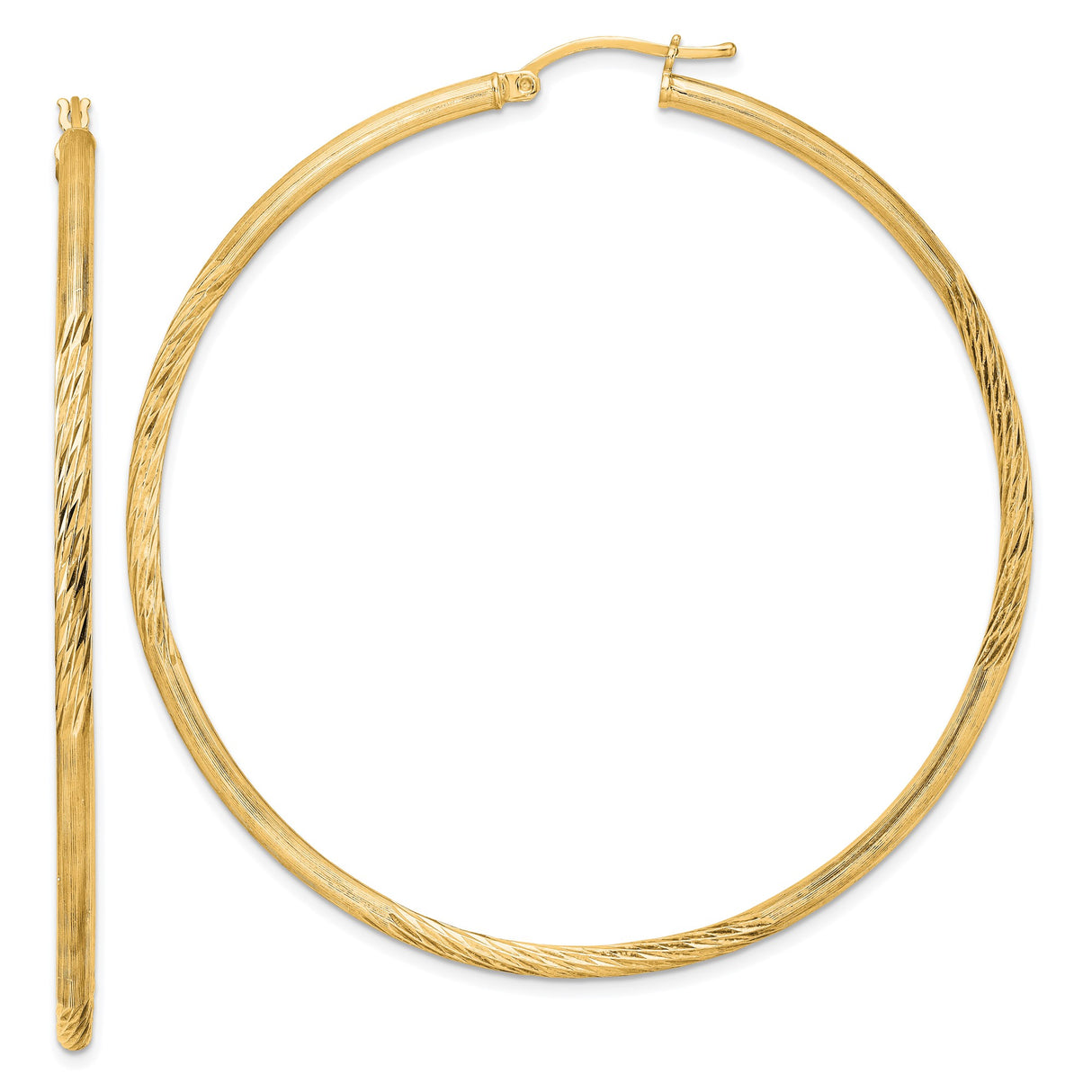 Sterling Silver Twisted Hoop Earrings, Large Round Textured Hoops with Satin Finish