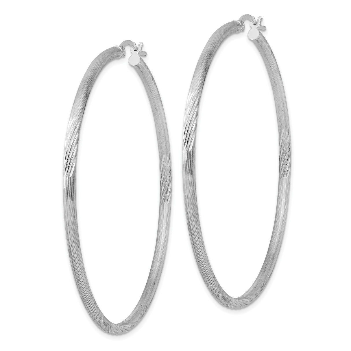 Sterling Silver Hoop Earrings, Polished and Textured Round Minimalist Design