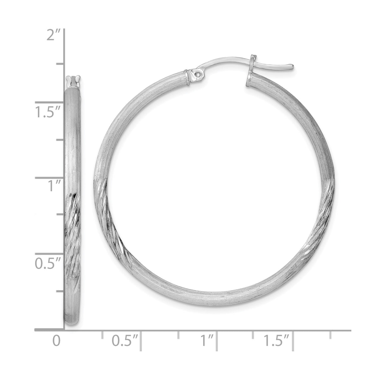 Sterling Silver Hoop Earrings, Diamond-Cut Textured Tube, Lightweight Classic Round Design