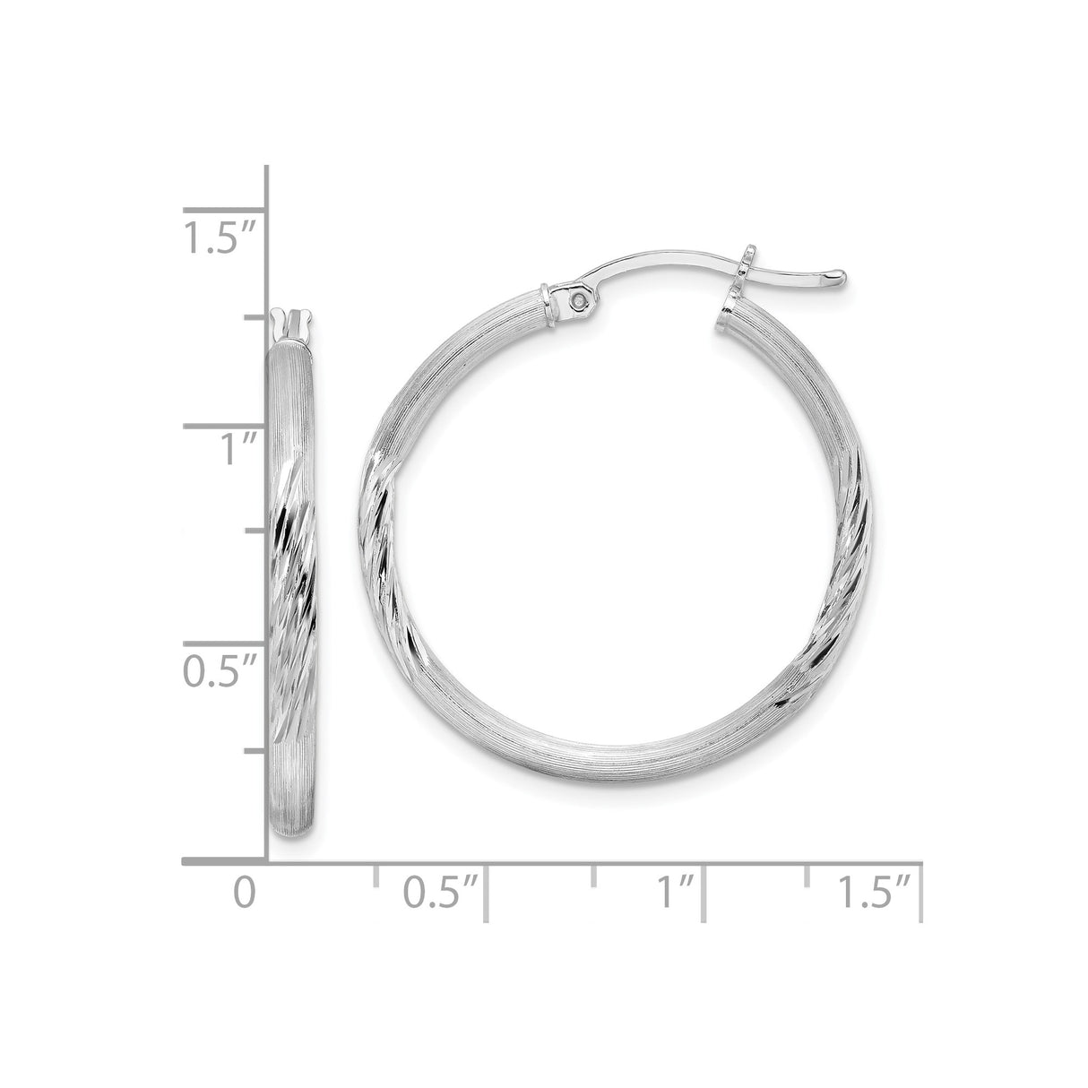 Sterling Silver Hoop Earrings, Textured Diamond Cut with Matte and Polished Finish