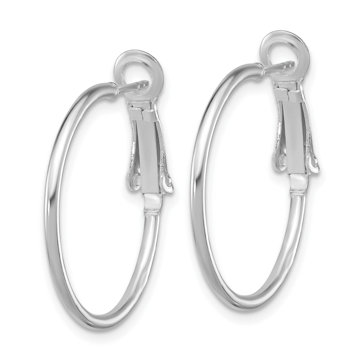 Sterling Silver Hoop Earrings, Sleek Omega Back, Polished Minimalist Design for Women