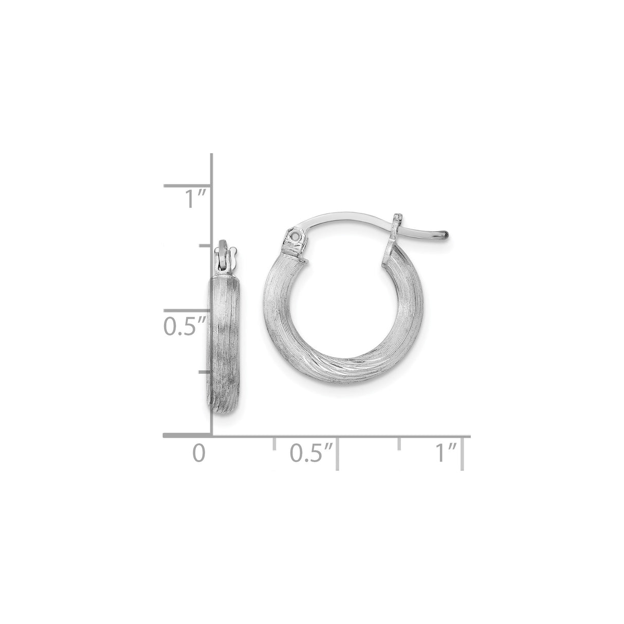 Sterling Silver Hoop Earrings with Brushed Finish and Subtle Swirl Pattern for Women