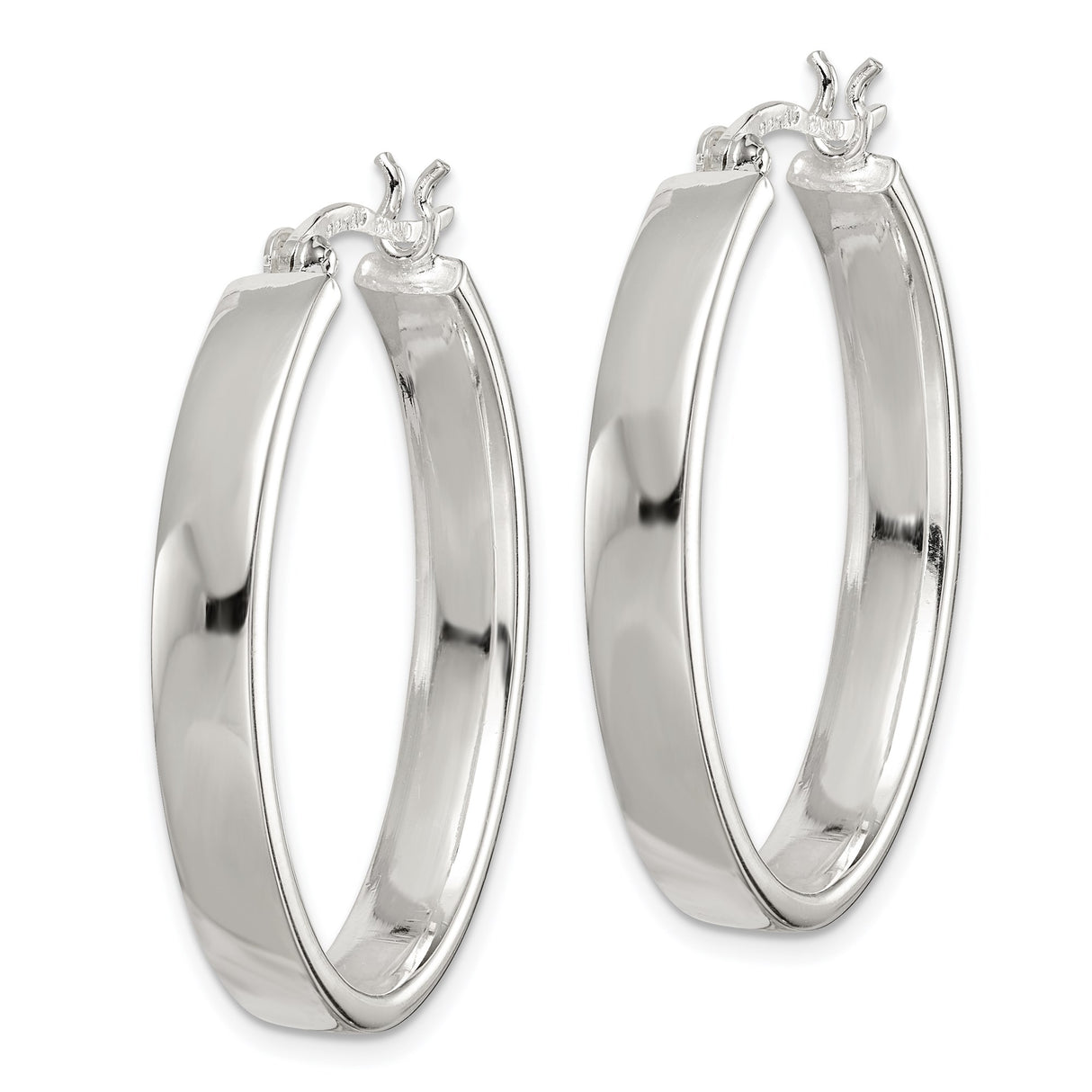 Sterling Silver Hoop Earrings, Classic Oval Shape with Polished Finish, Lightweight Minimalist Design