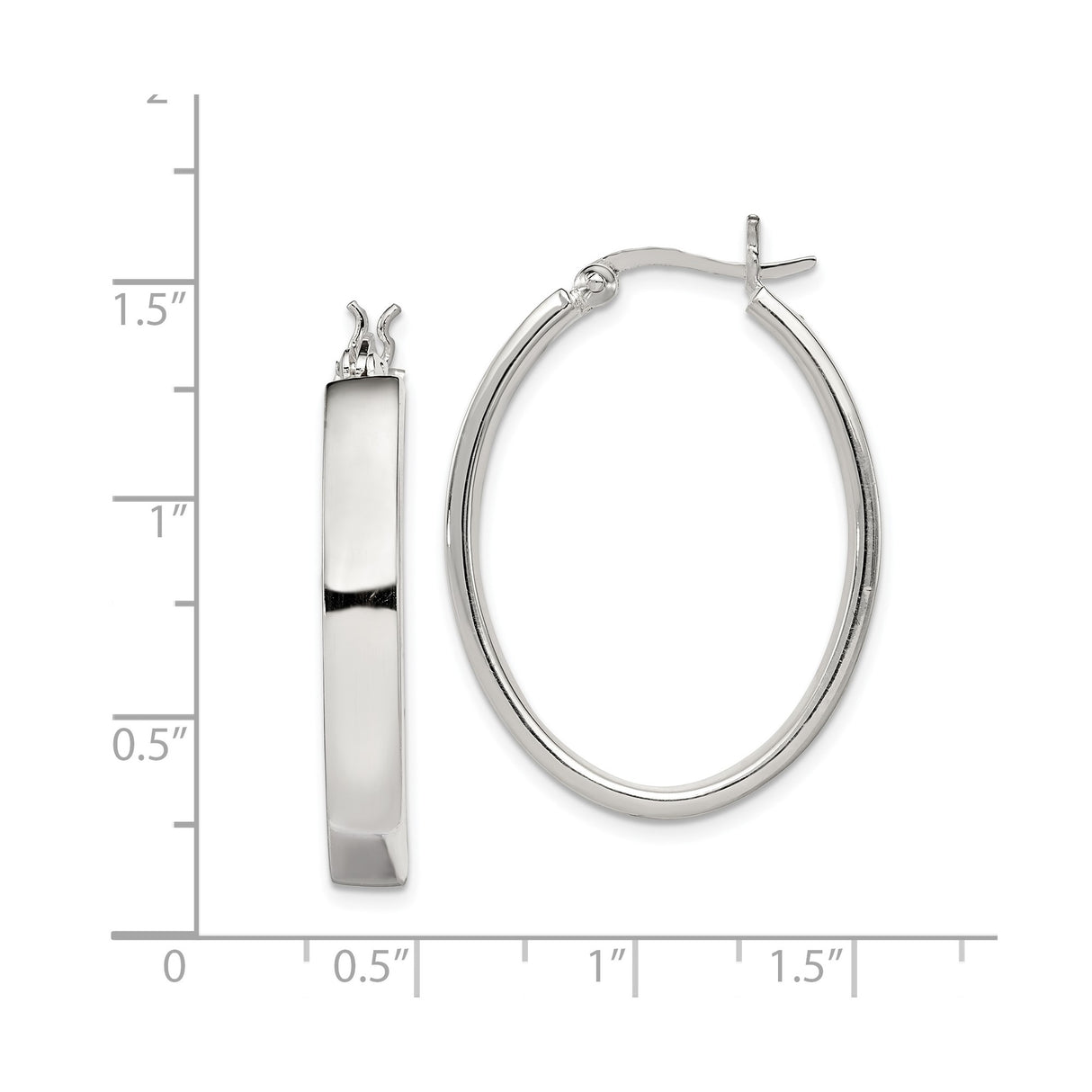 Sterling Silver Hoop Earrings, Classic Oval Shape with Polished Finish, Lightweight Minimalist Design
