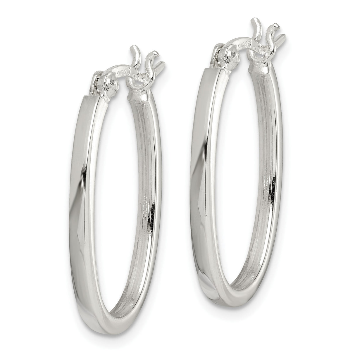 Sterling Silver Oval Hoop Earrings, Lightweight Minimalist Design for Women