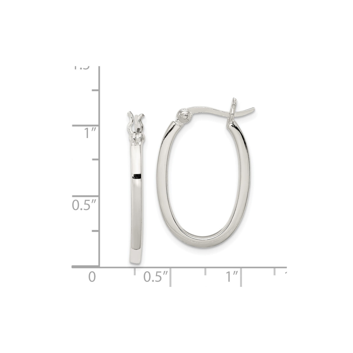 Sterling Silver Oval Hoop Earrings, Lightweight Minimalist Design for Women