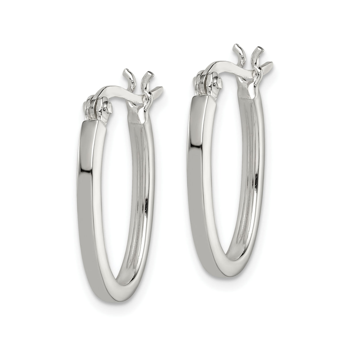 Sterling Silver Oval Hoop Earrings, Polished Minimalist Design for Women