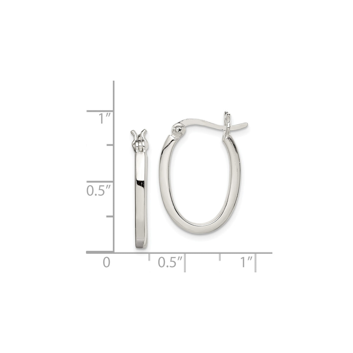 Sterling Silver Oval Hoop Earrings, Polished Minimalist Design for Women