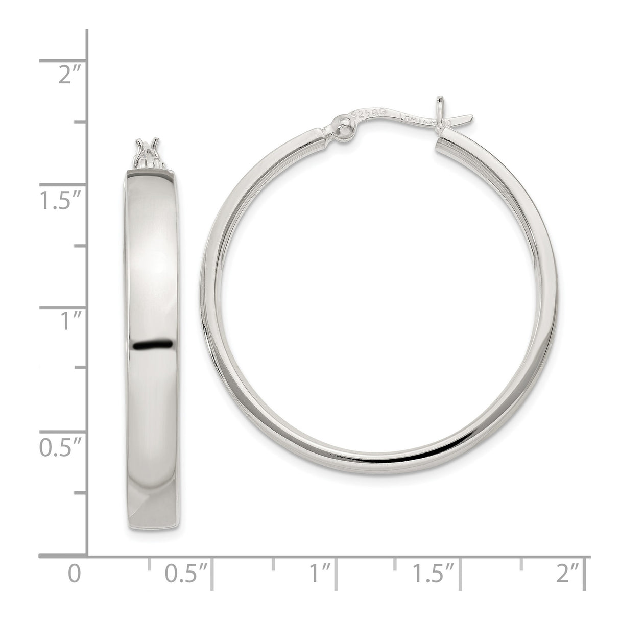 Sterling Silver Hoop Earrings, Classic Round Tube Design with Polished Finish, Medium Size