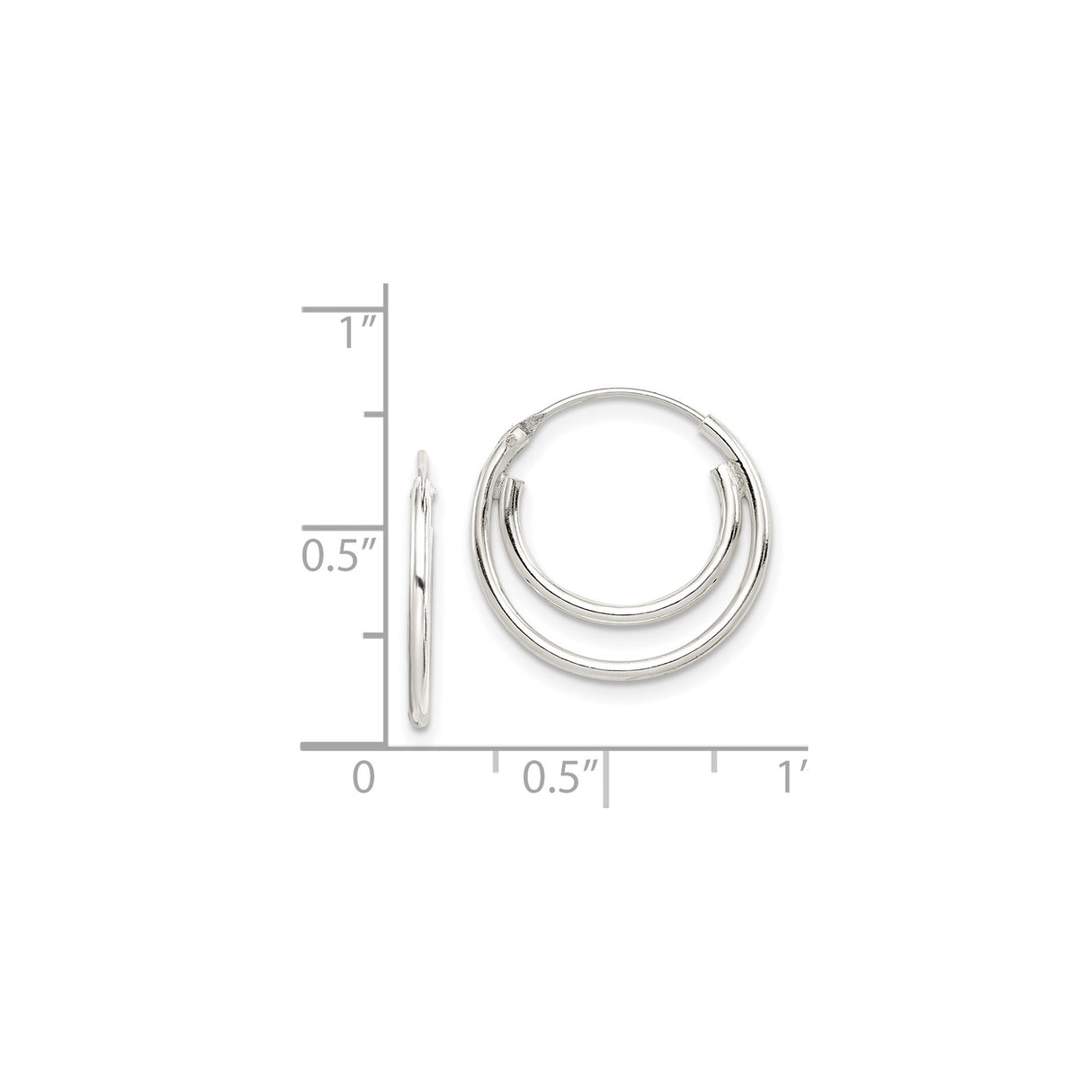Sterling Silver Double Hoop Earrings, Minimalist Layered Design with Polished Finish