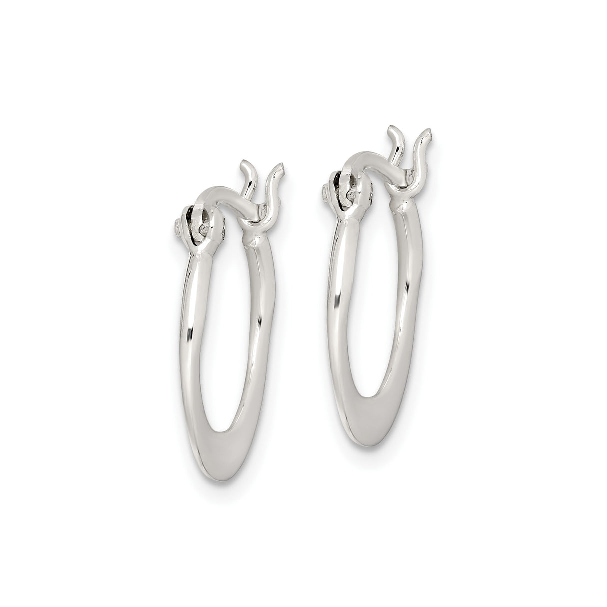 Sterling Silver Hoop Earrings, Smooth Polished Finish, Flat Minimalist Design for Women