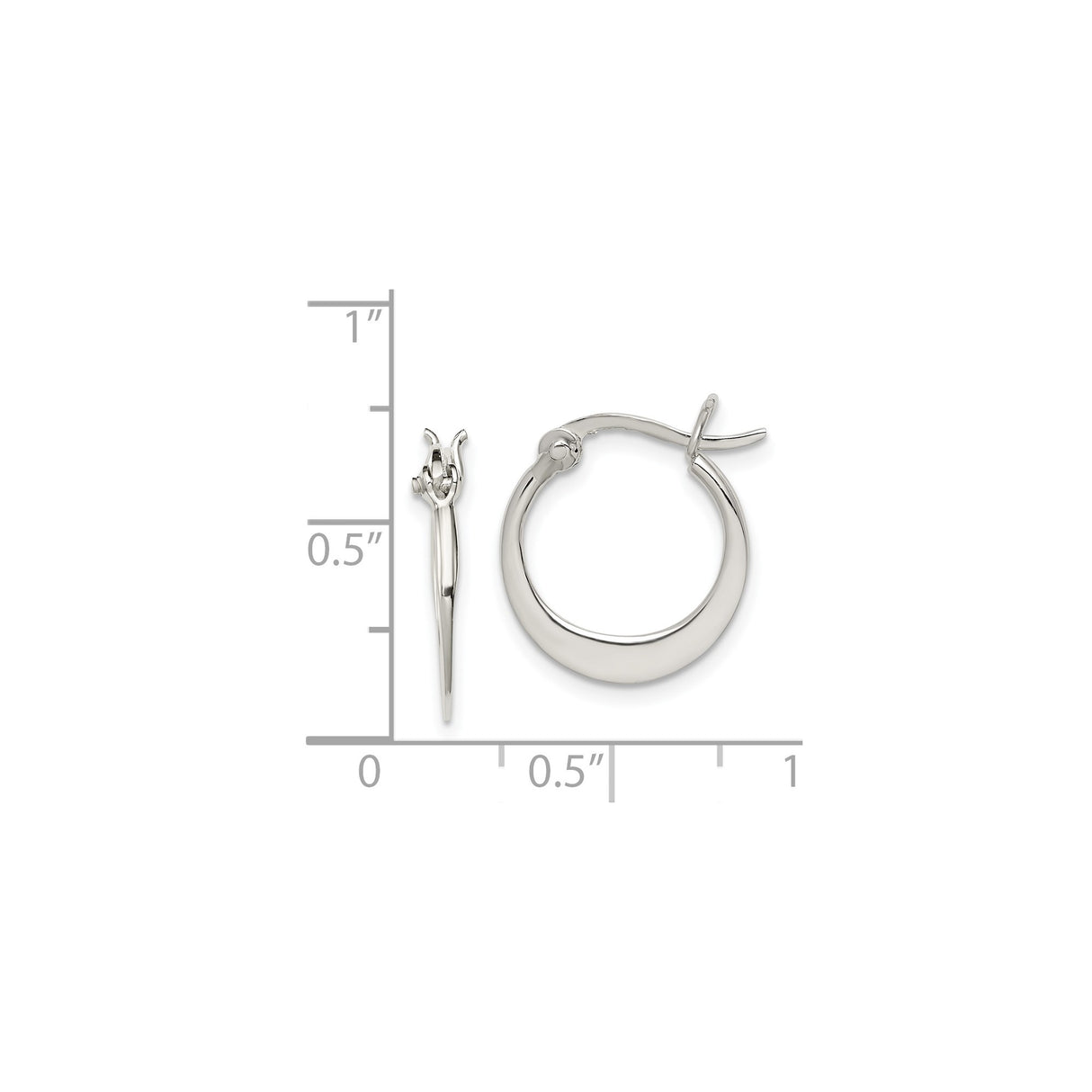 Sterling Silver Hoop Earrings, Smooth Polished Finish, Flat Minimalist Design for Women