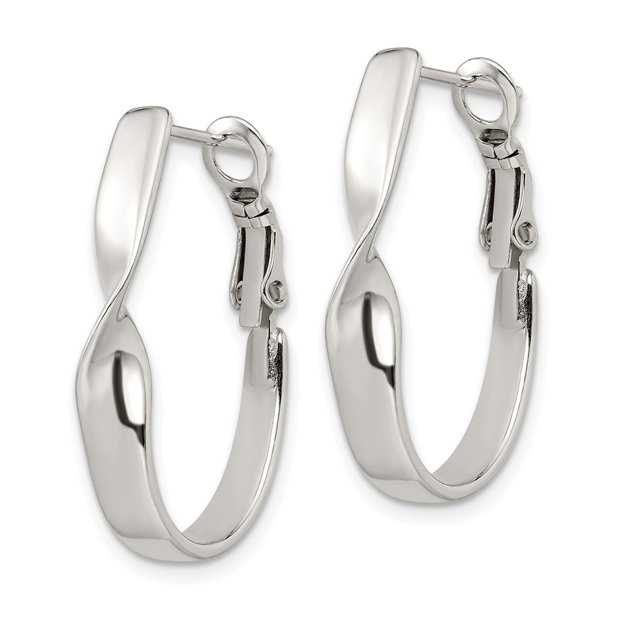Sterling Silver Twisted Hoop Earrings with Modern Wave Design and Latch Back Closure