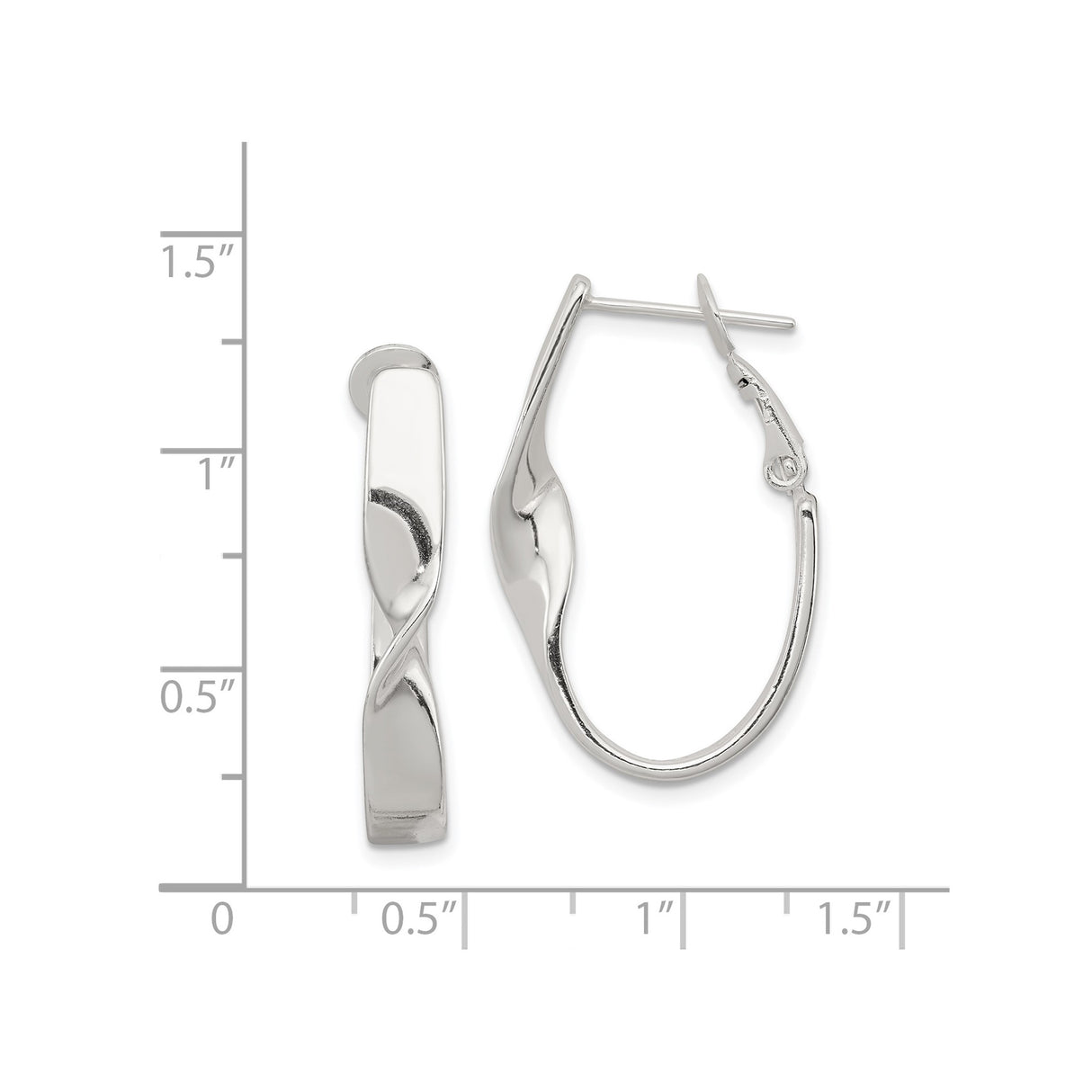 Sterling Silver Twisted Hoop Earrings with Modern Wave Design and Latch Back Closure