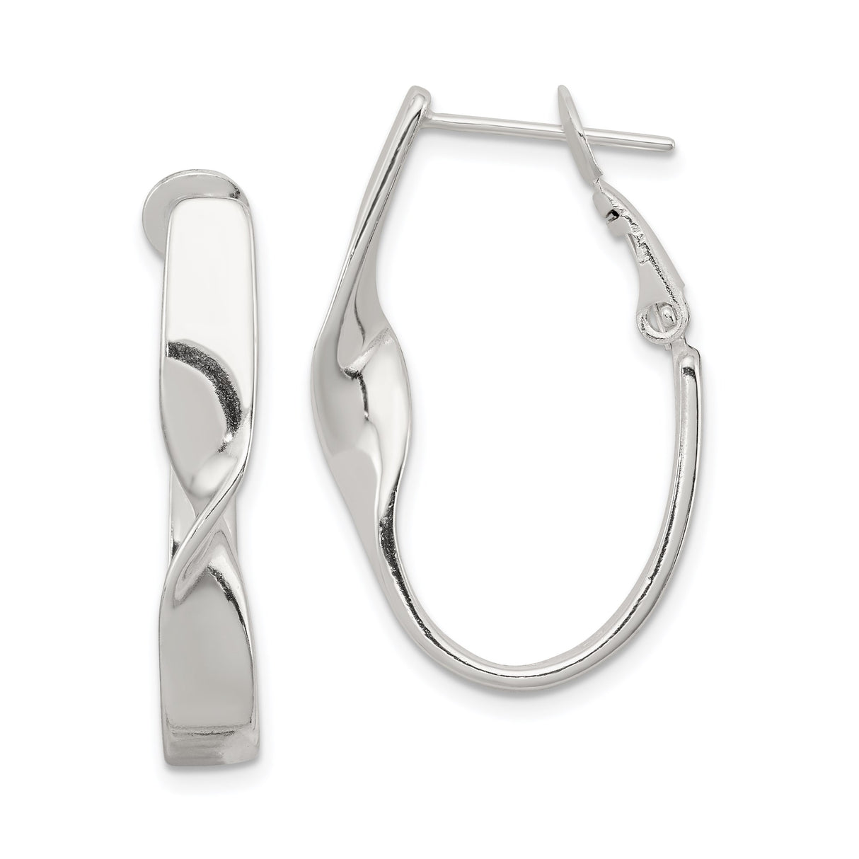 Sterling Silver Twisted Hoop Earrings with Modern Wave Design and Latch Back Closure