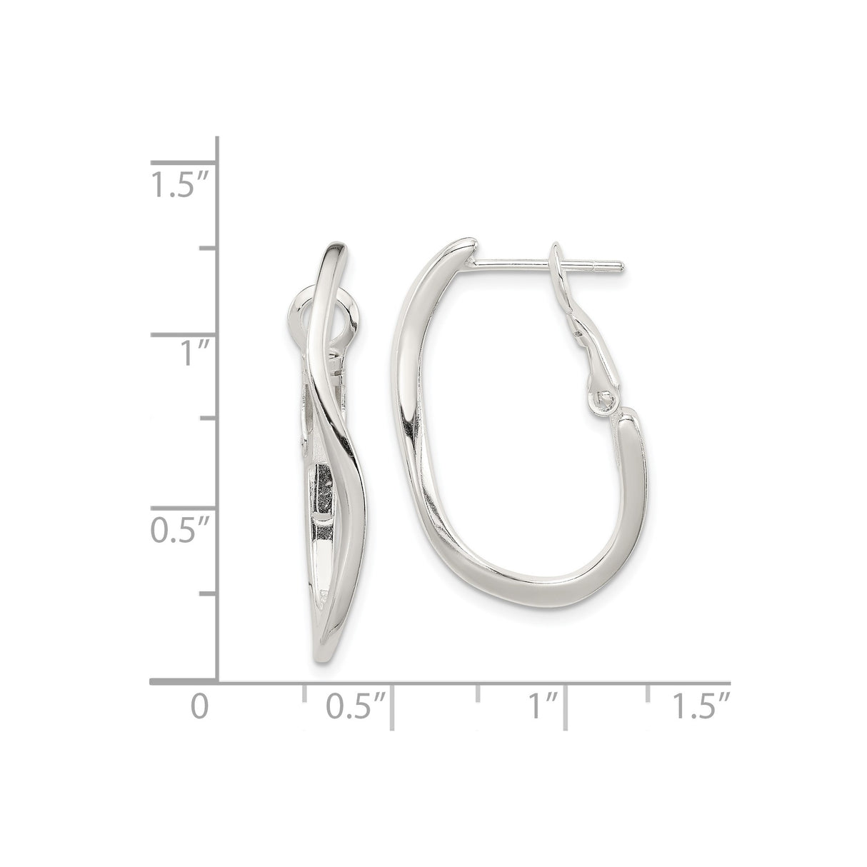 Sterling Silver Twisted Hoop Earrings, Lightweight Polished Modern Style for Women