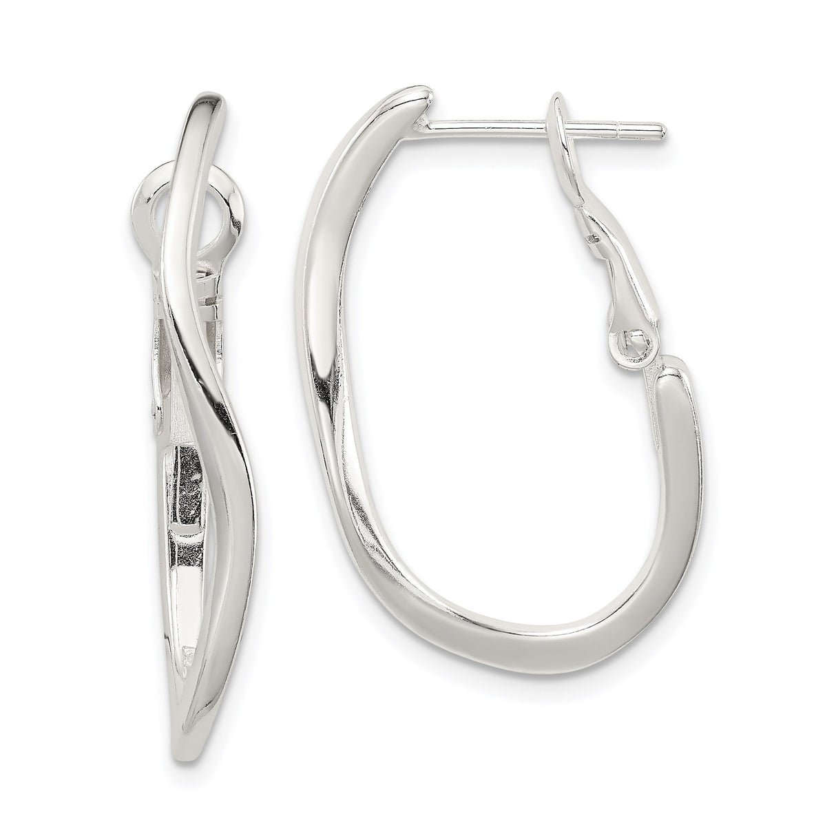 Sterling Silver Twisted Hoop Earrings, Lightweight Polished Modern Style for Women