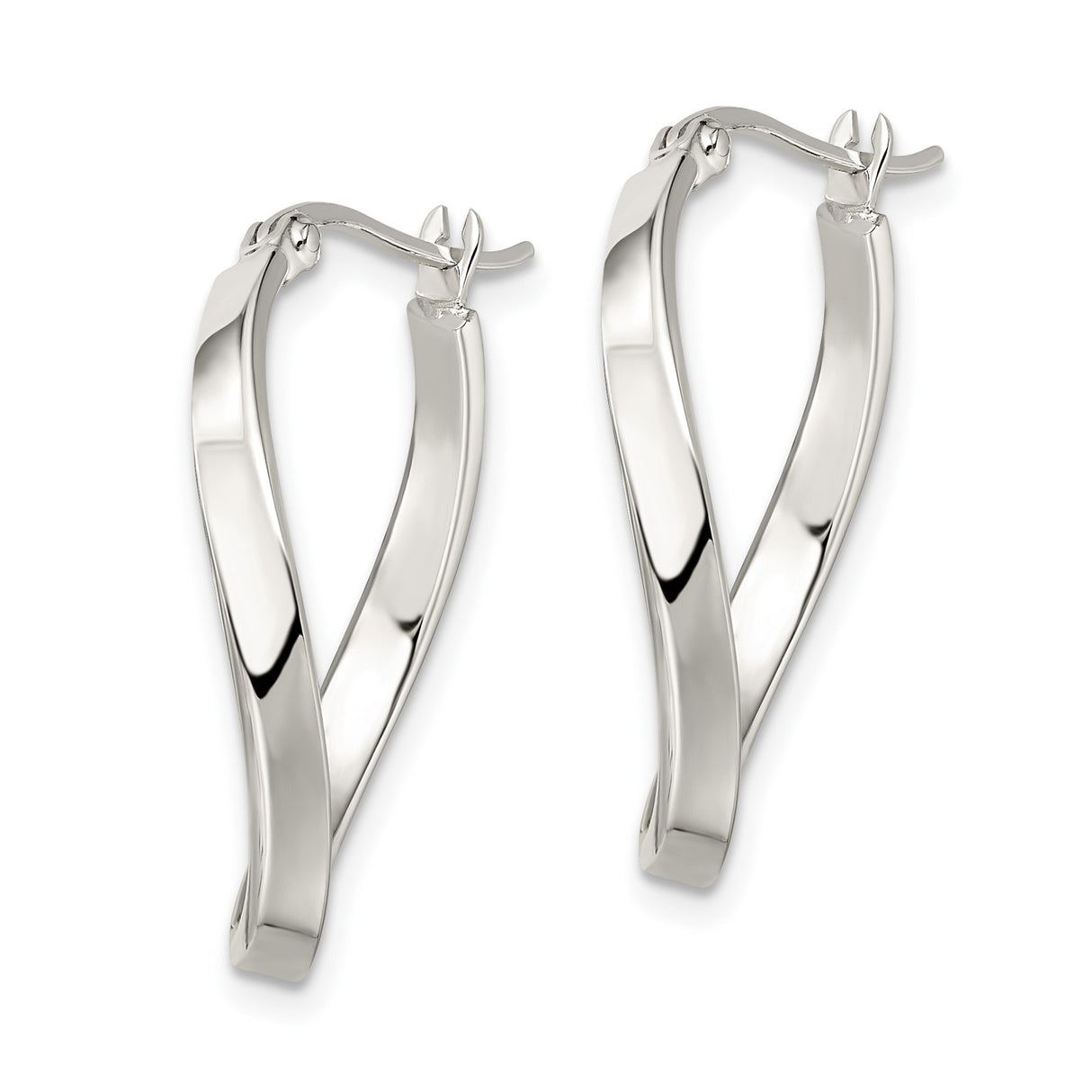 Sterling Silver Twisted Hoop Earrings, Polished Infinity Design, Lightweight Modern Style