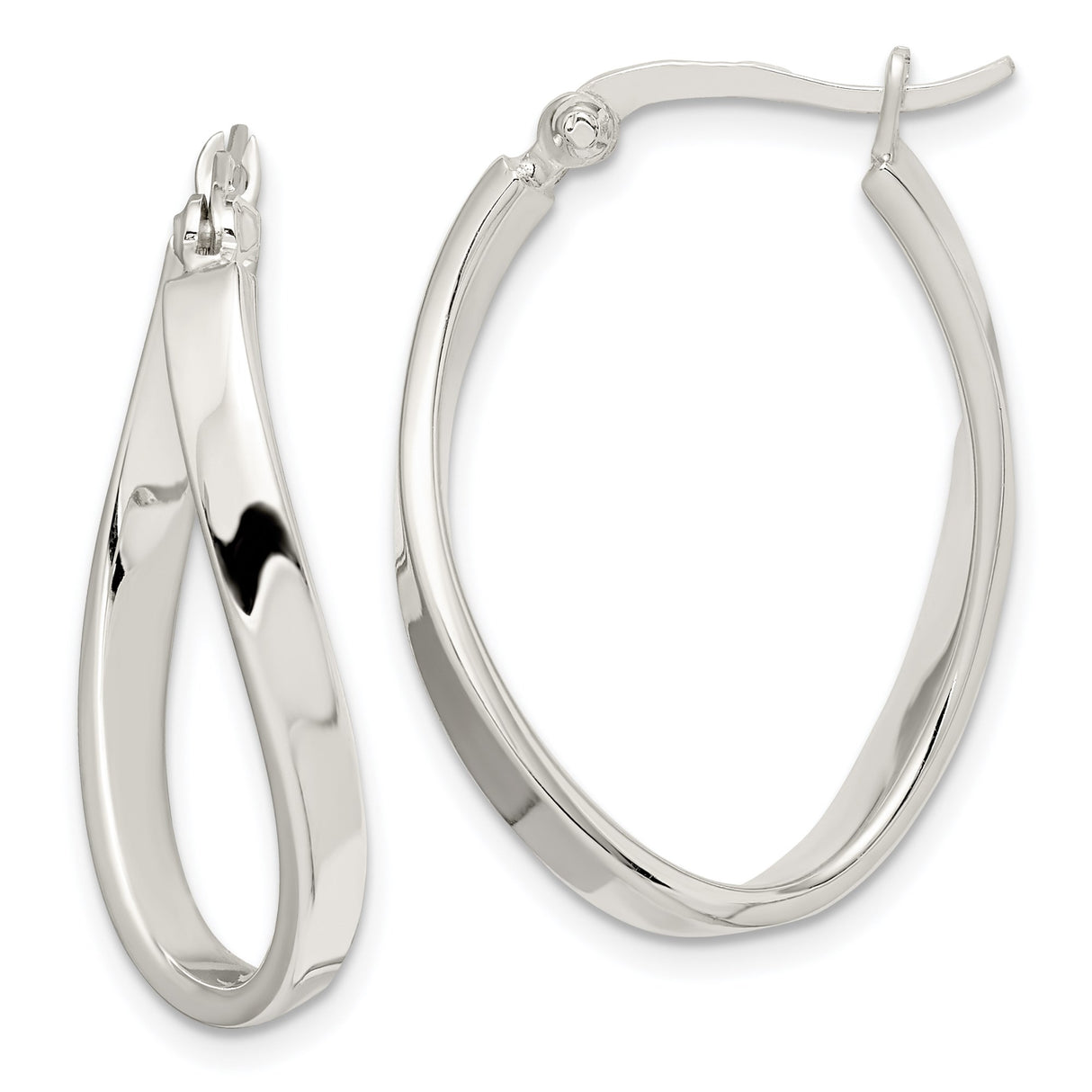Sterling Silver Twisted Hoop Earrings, Polished Infinity Design, Lightweight Modern Style