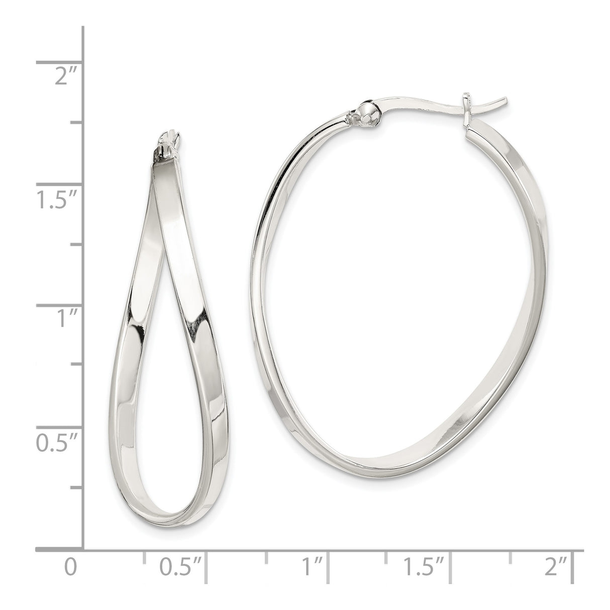 Sterling Silver Twisted Hoop Earrings, Modern Teardrop Oval Design, Lightweight Minimalist Style
