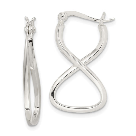 Sterling Silver Twisted Infinity Hoop Earrings with Crossover Oval Design for Women