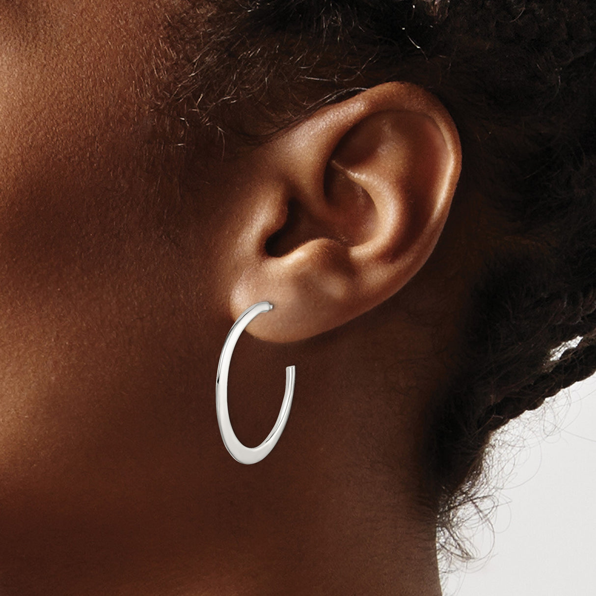 Sterling Silver Hoop Earrings, Tapered Open Design, Minimalist Contemporary Style for Women