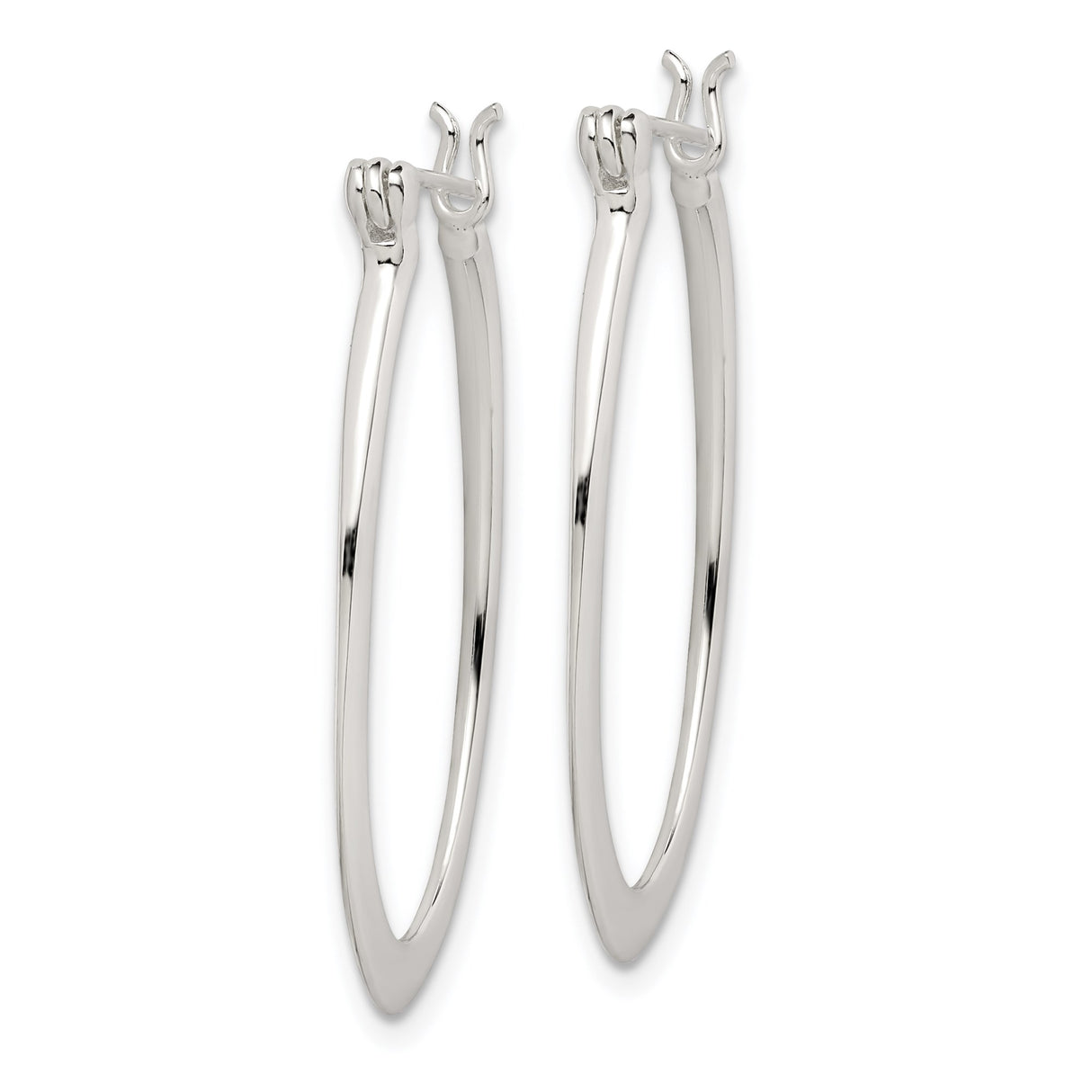 Sterling Silver Spike Hoop Earrings with Elongated Horn Design, Gothic Punk Style, Unisex