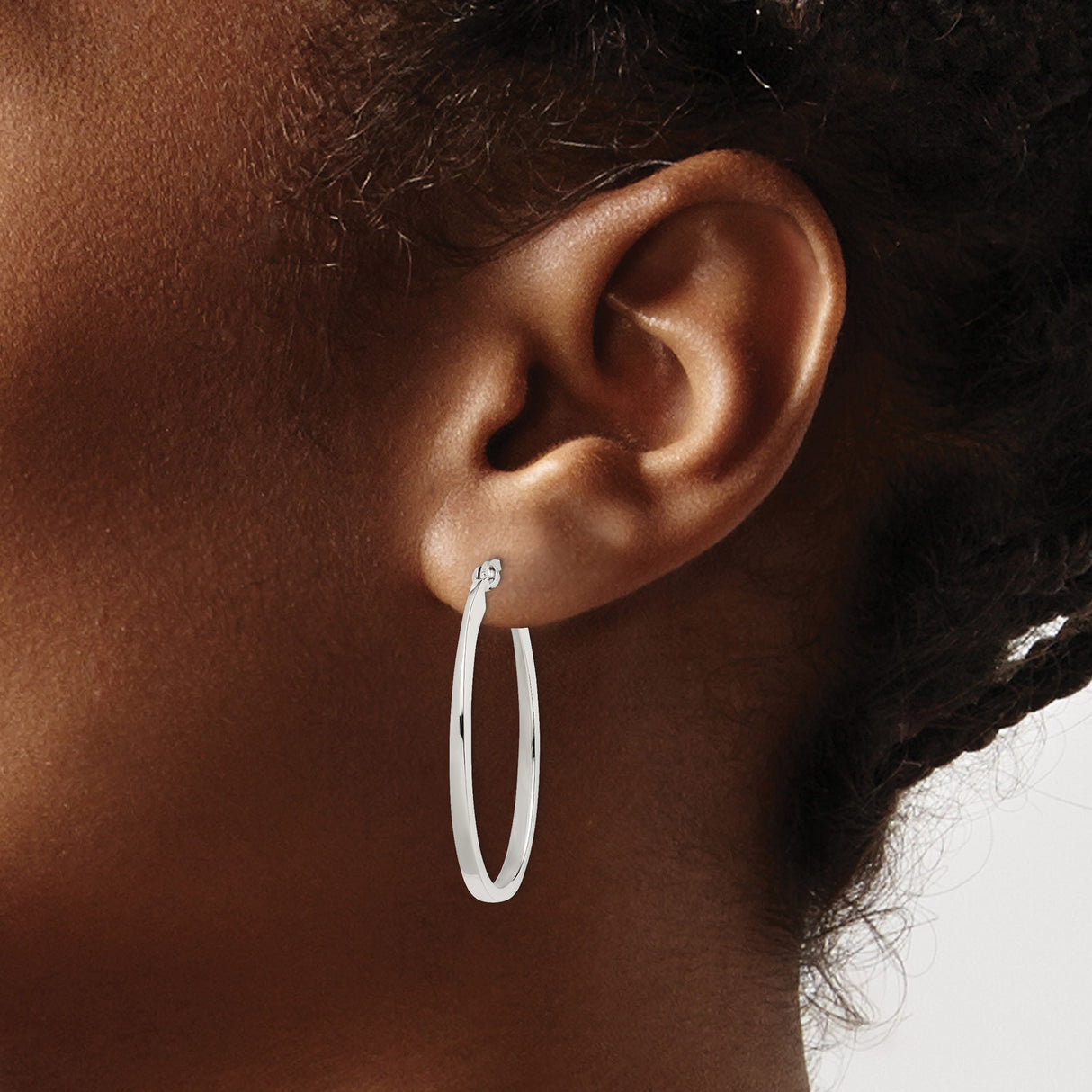 Sterling Silver Oval Hoop Earrings, Polished Minimalist Design with Hinged Clasp