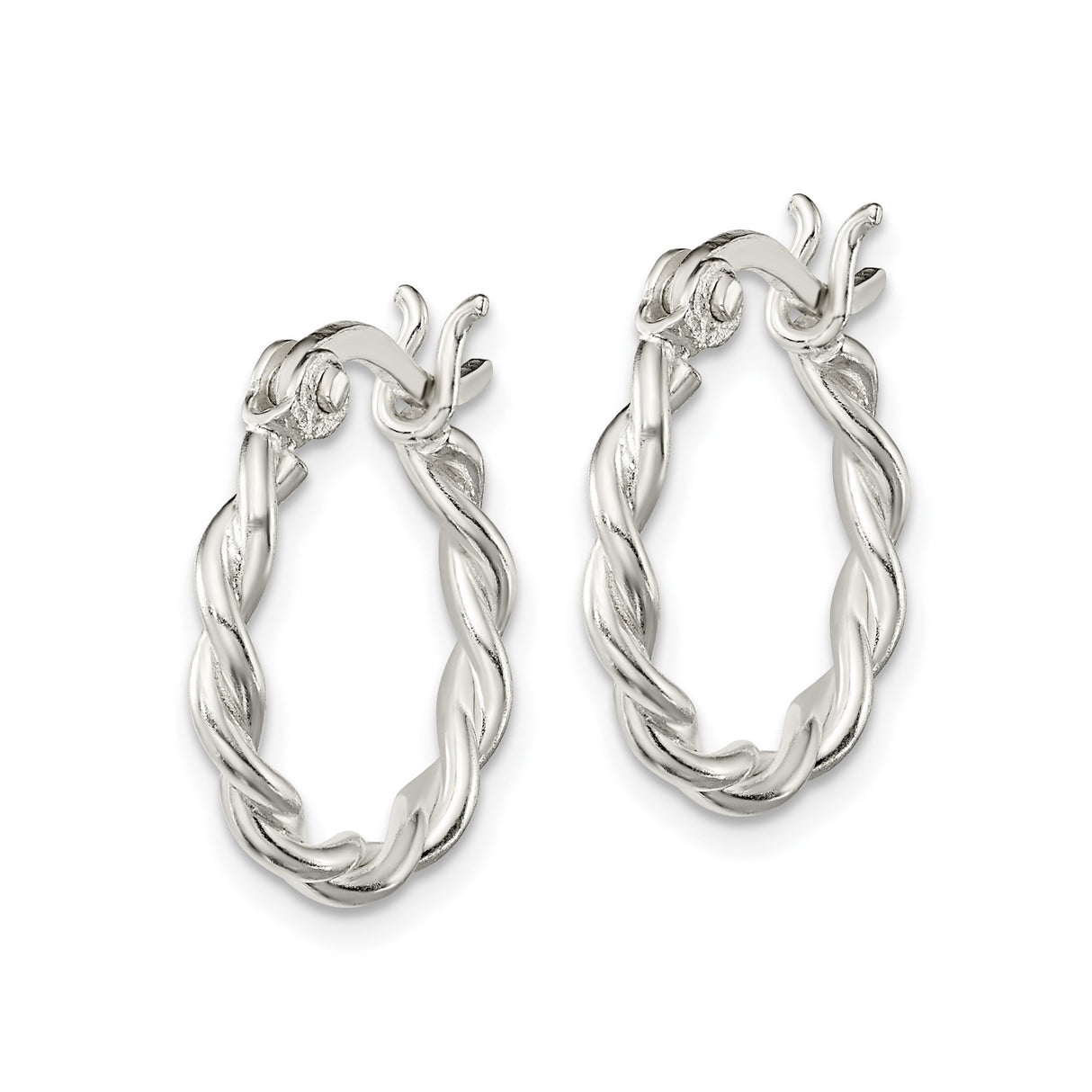 Sterling Silver Hoop Earrings with Rope Twist Design and Latch Back Closure