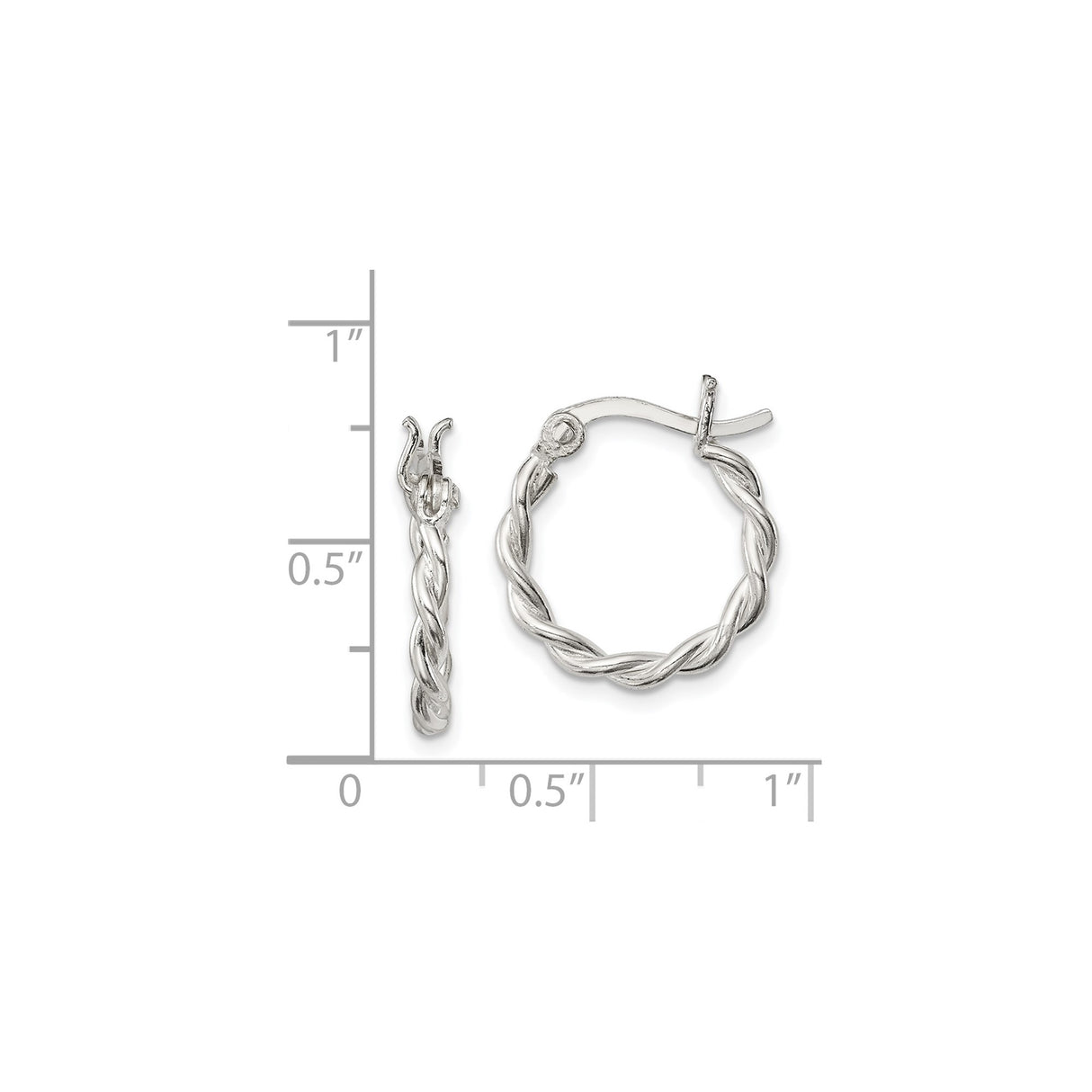 Sterling Silver Hoop Earrings with Rope Twist Design and Latch Back Closure