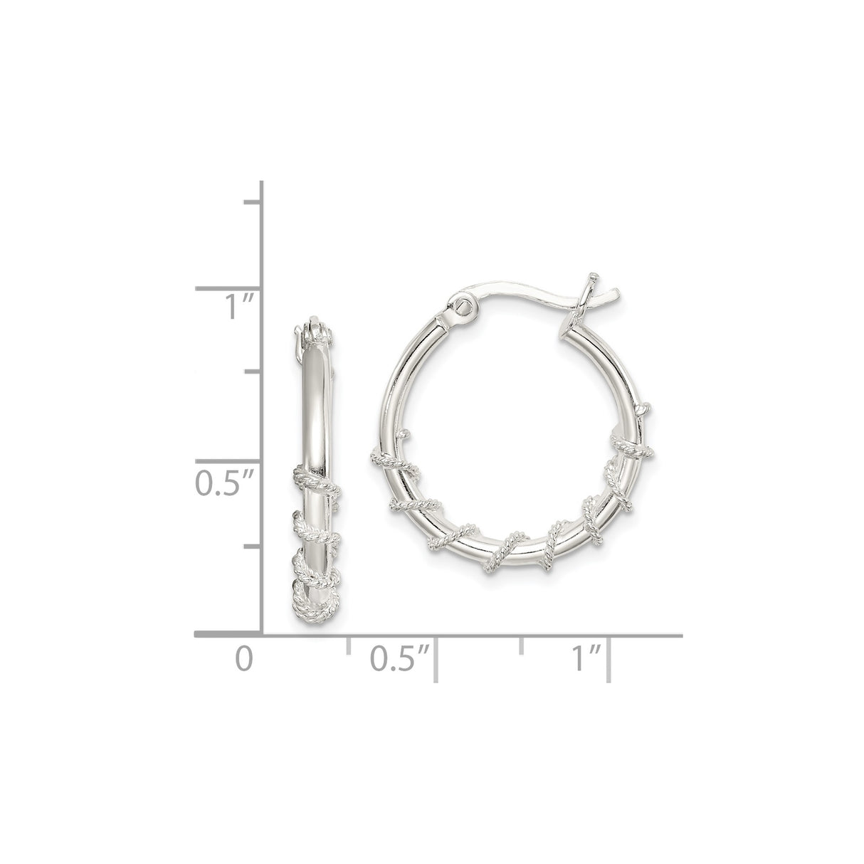 Sterling Silver Hoop Earrings with Twisted Rope Detail and Polished Finish